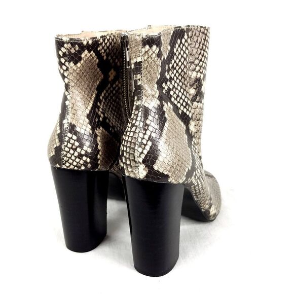 NEW Steve Madden Pixie Natural Snake Print Block Heel Ankle Boot Bootie Size 8 - Picture 5 of 8